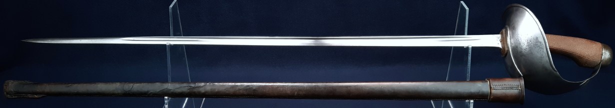 British WW1 1908 Pattern Cavalry Troopers Sword by Enfield, 1916 with Unusual Leather-Covered Steel Scabbard 2